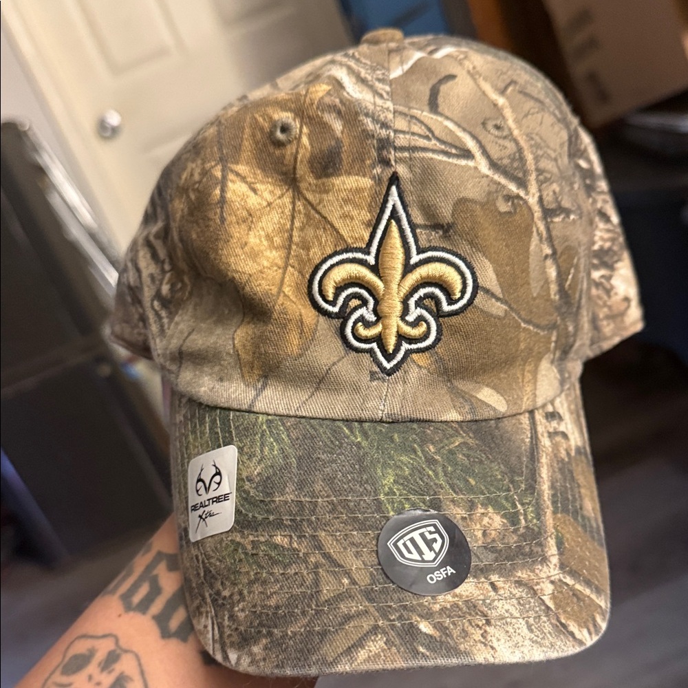 REALTREE Camo Baseball Cap with NFL Sainted Fleur-de-lis Logo